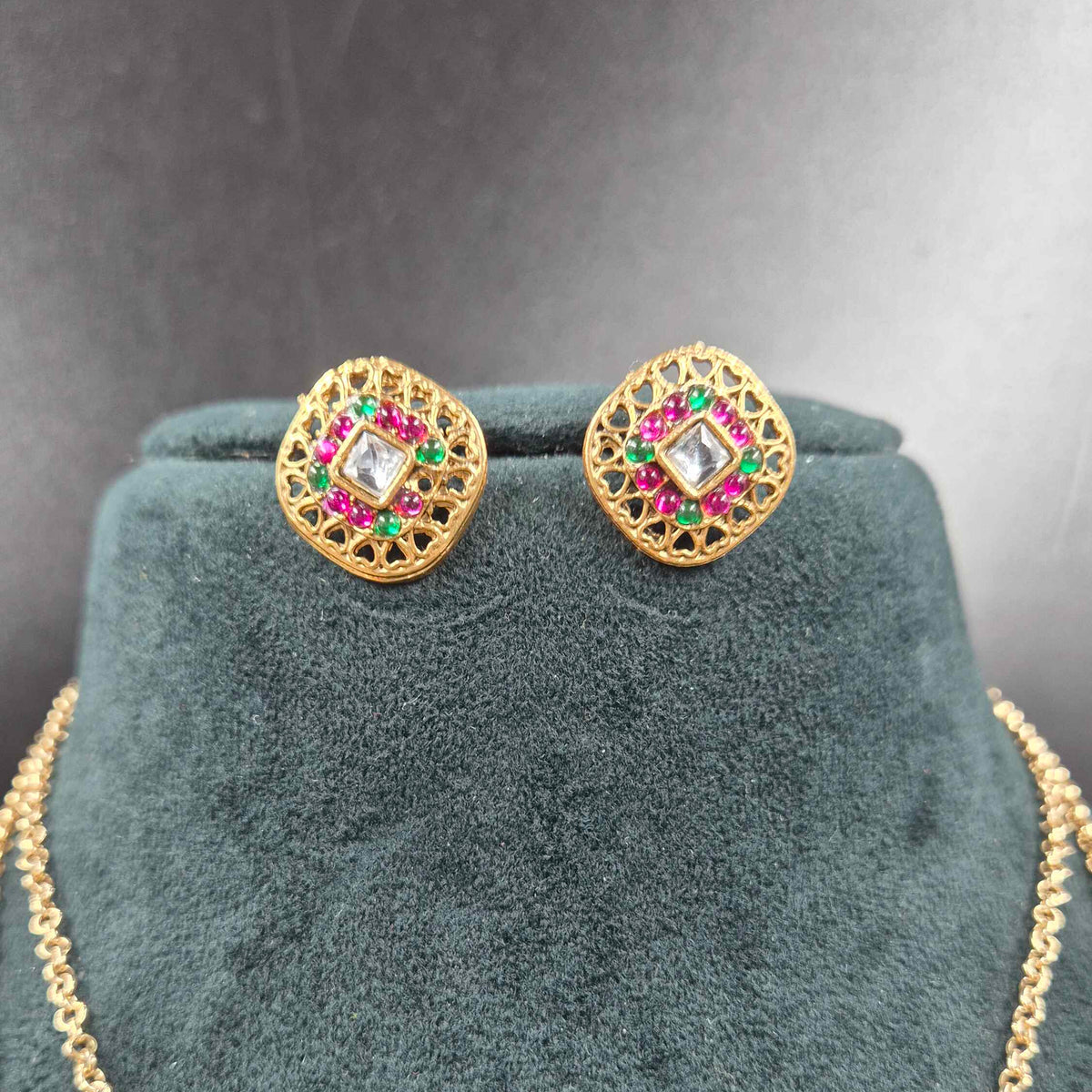 2 Layered Pendant  Necklace Set | Designer Gold Jewellery