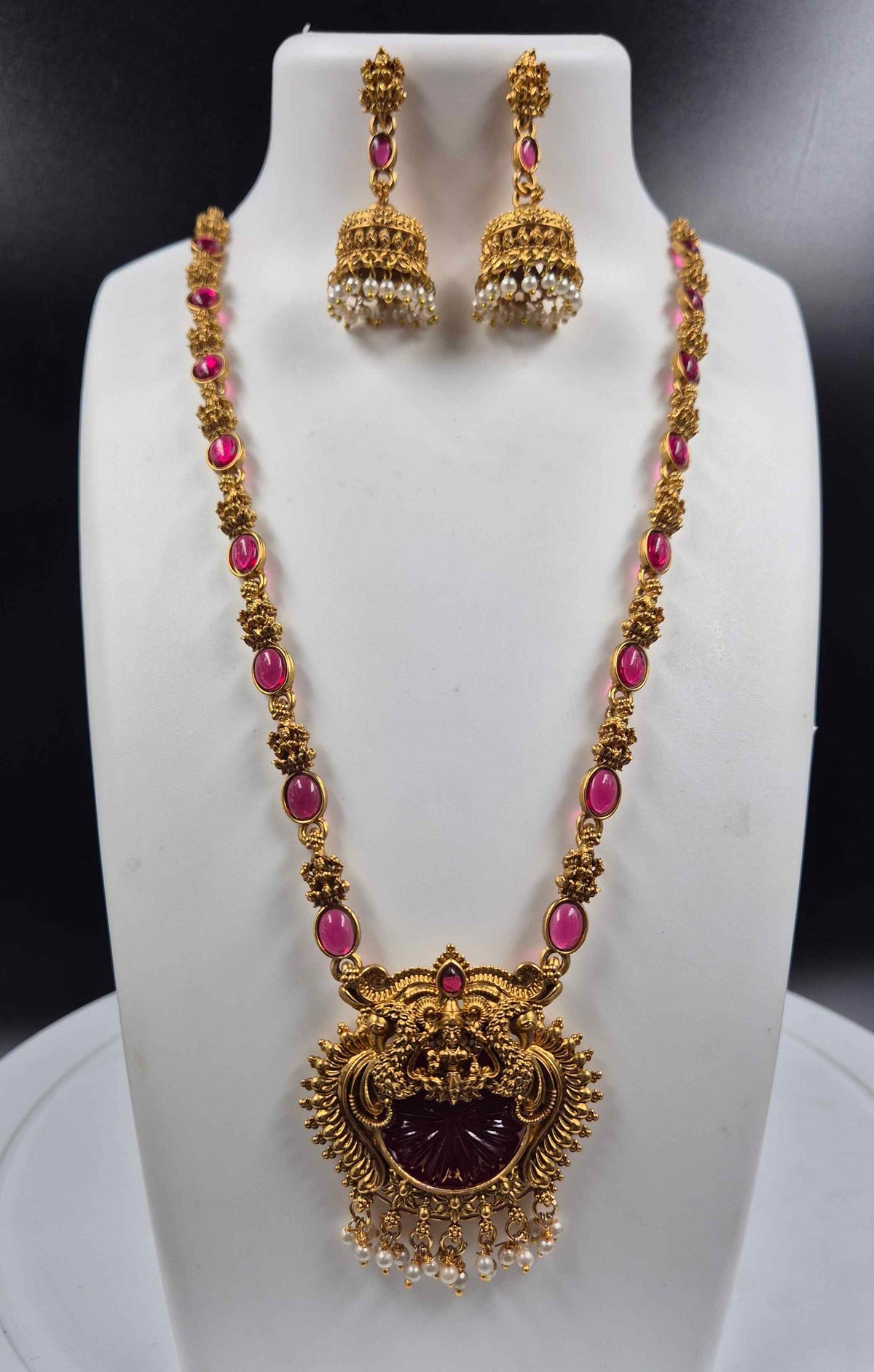 Ruby Kemp Stone Lakshmi Necklace
