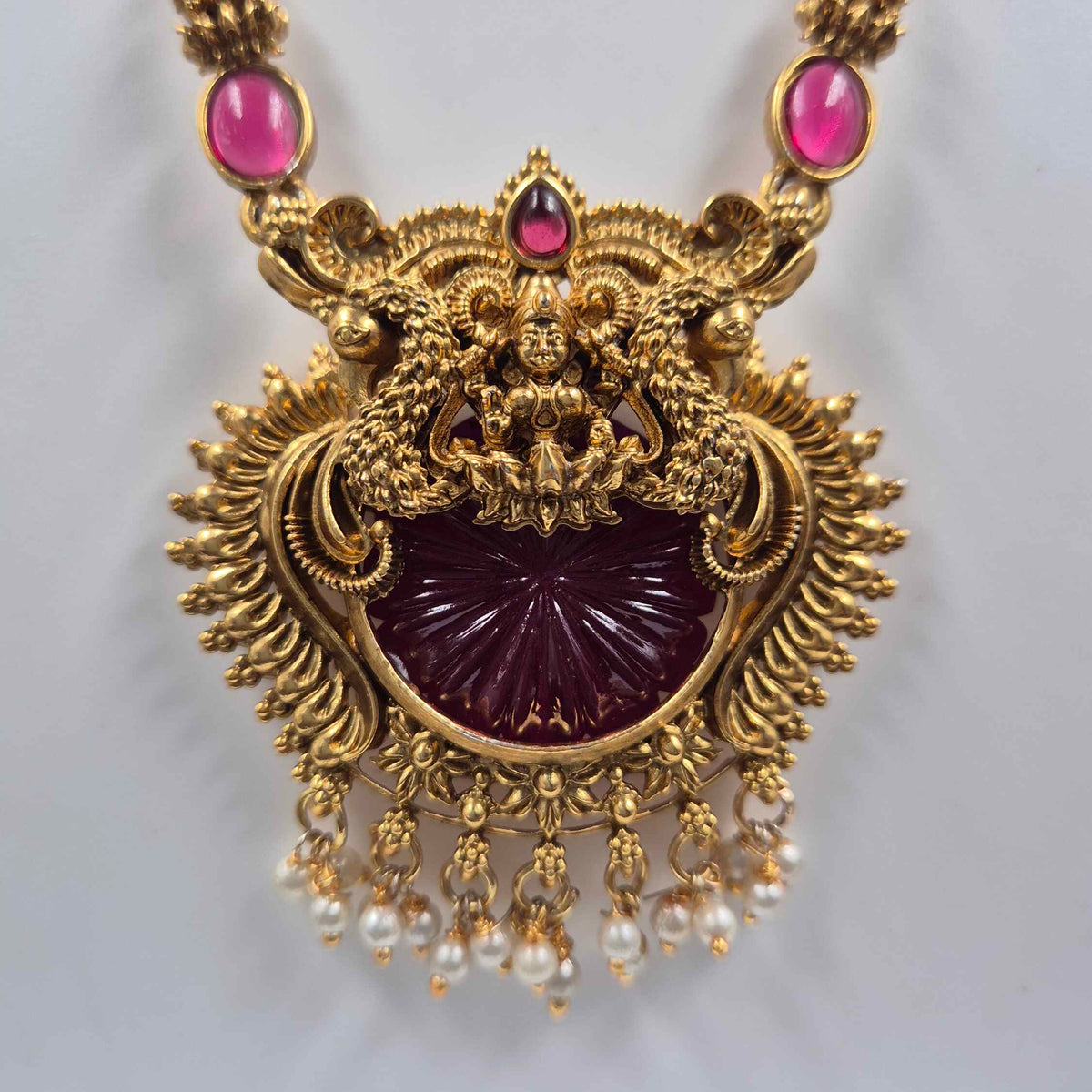 Ruby Kemp Stone Lakshmi Necklace