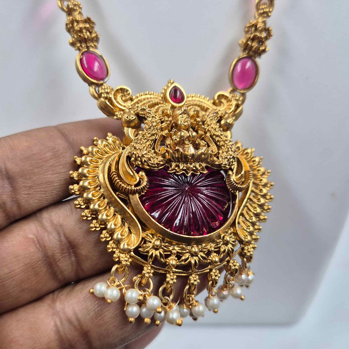 Ruby Kemp Stone Lakshmi Necklace