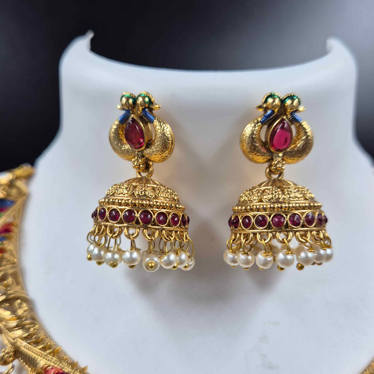 Peacock Design  Necklace & Jhumka Set