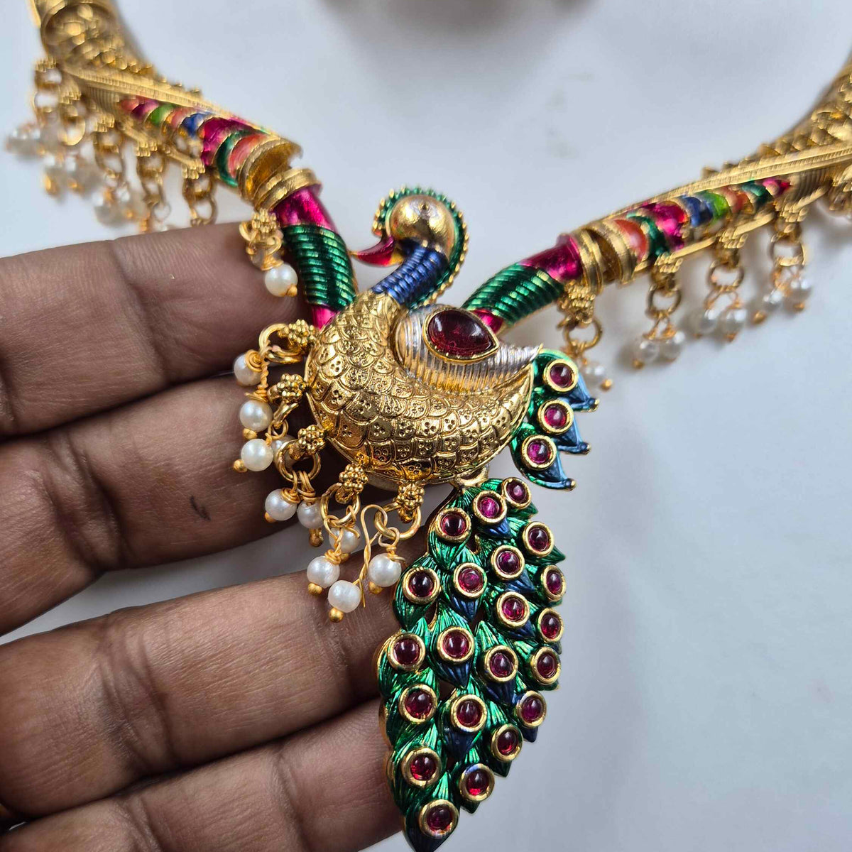 Peacock Design  Necklace & Jhumka Set