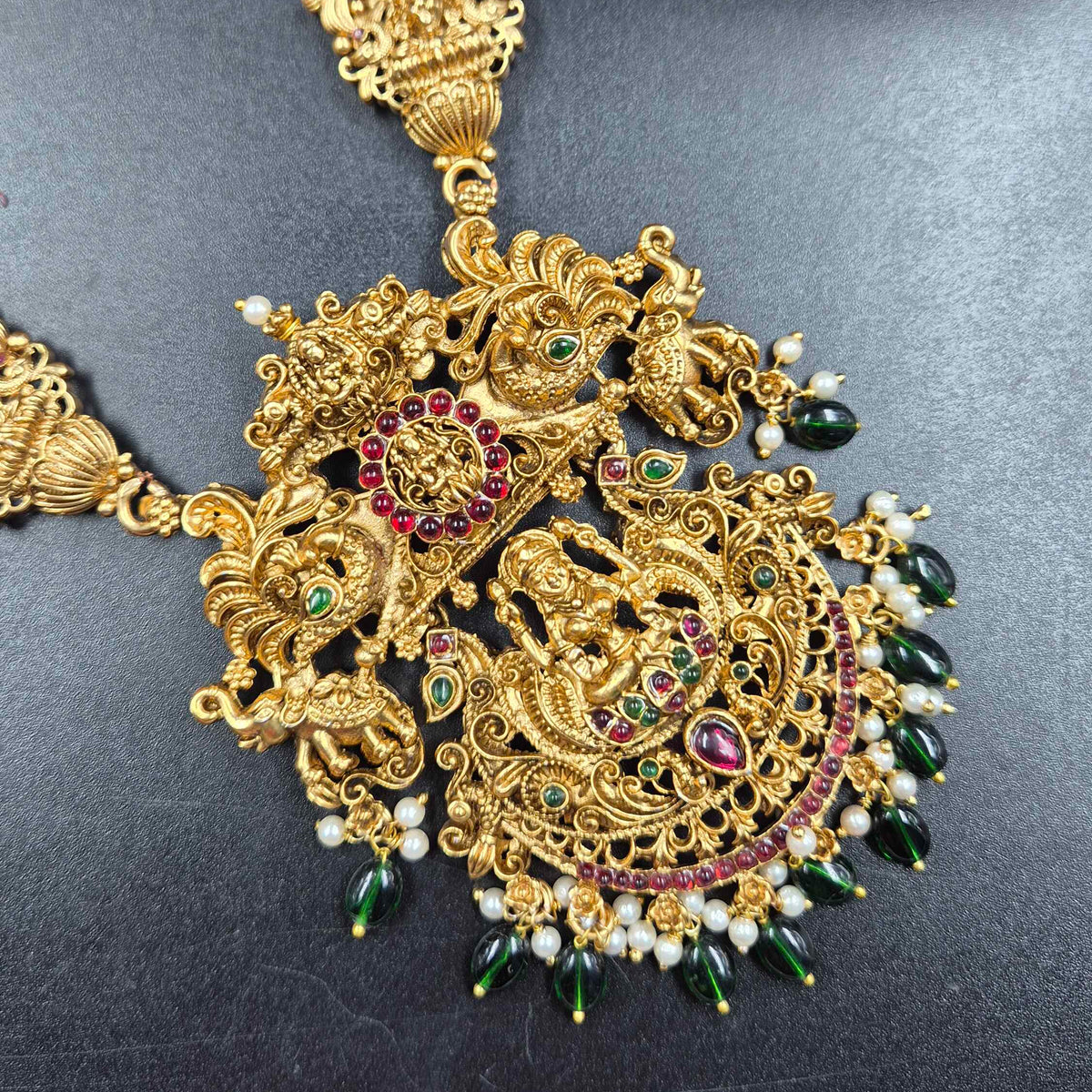 Peacock Lakshmi Pearlharam set with Earrings
