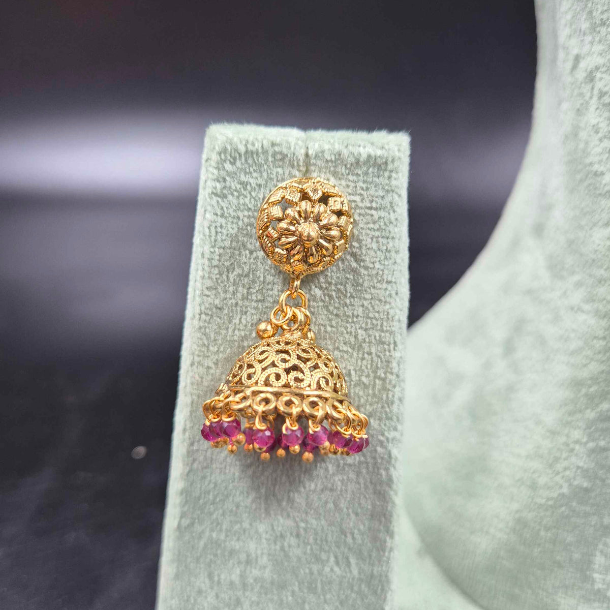 Pink Beaded Gold Choker Necklace
