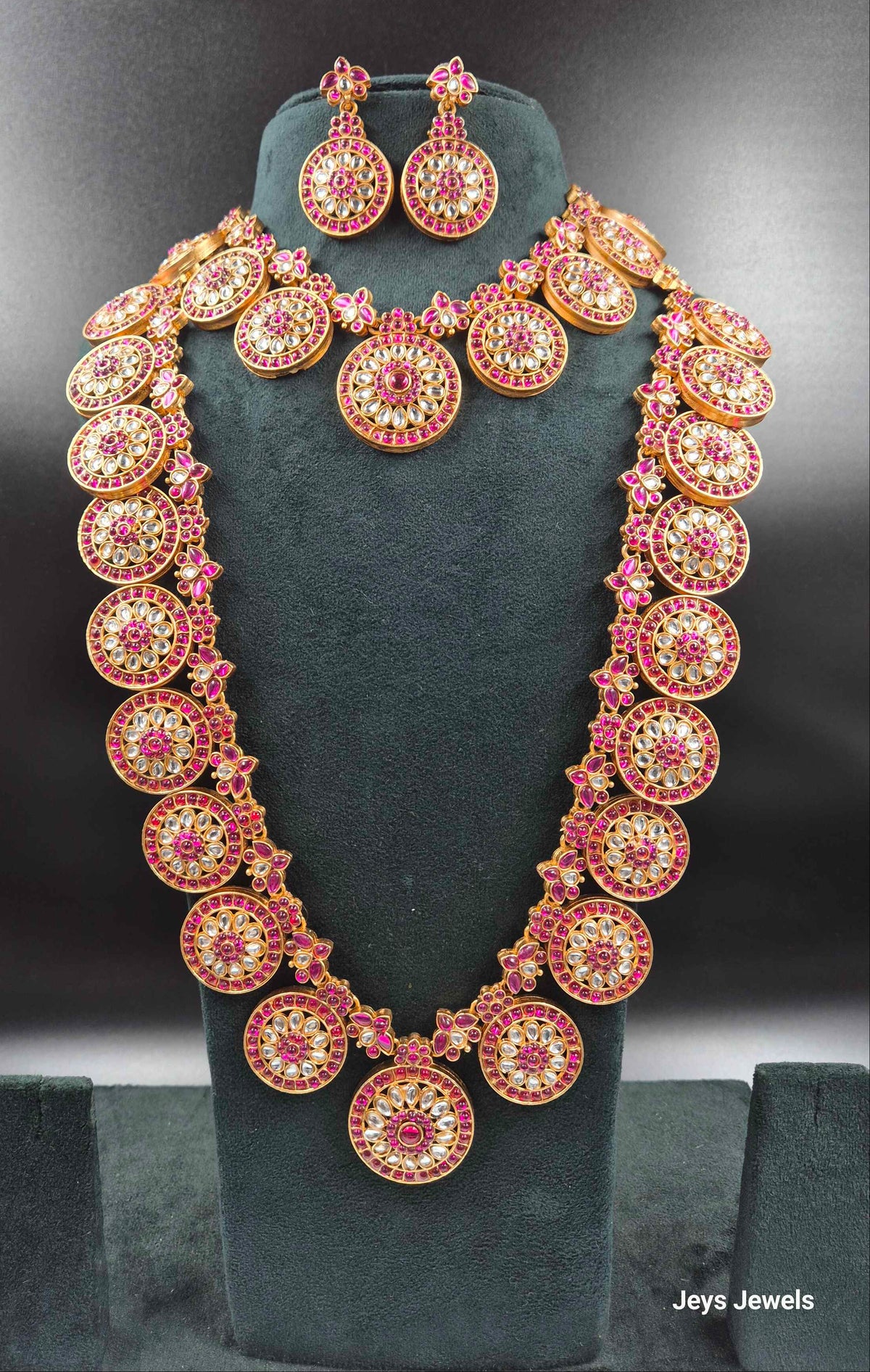 Kemp Stone Necklace Combo Set with Matching Earrings | Pink & White