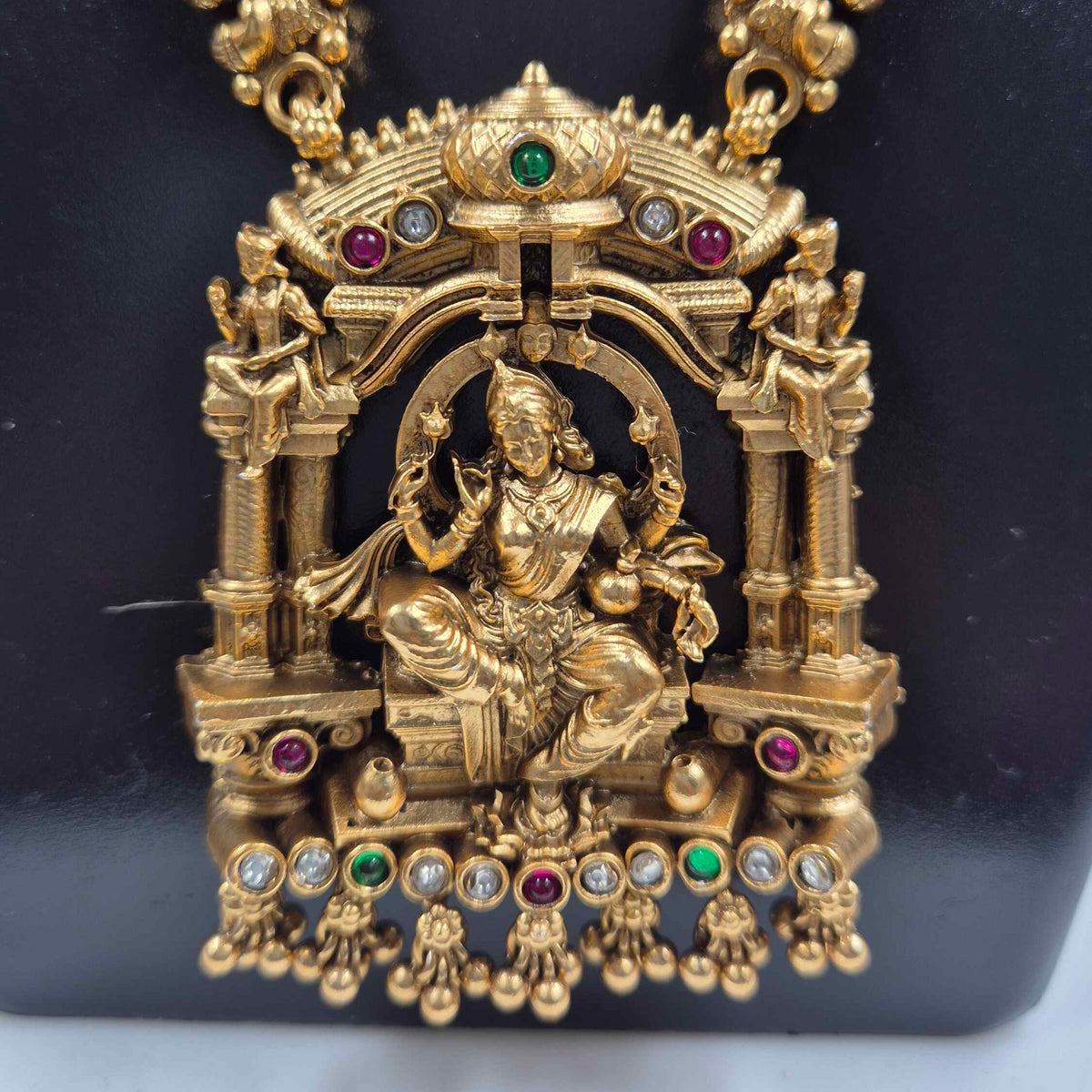 Lakshmi Temple Pendant Necklace Set with Jhumkas