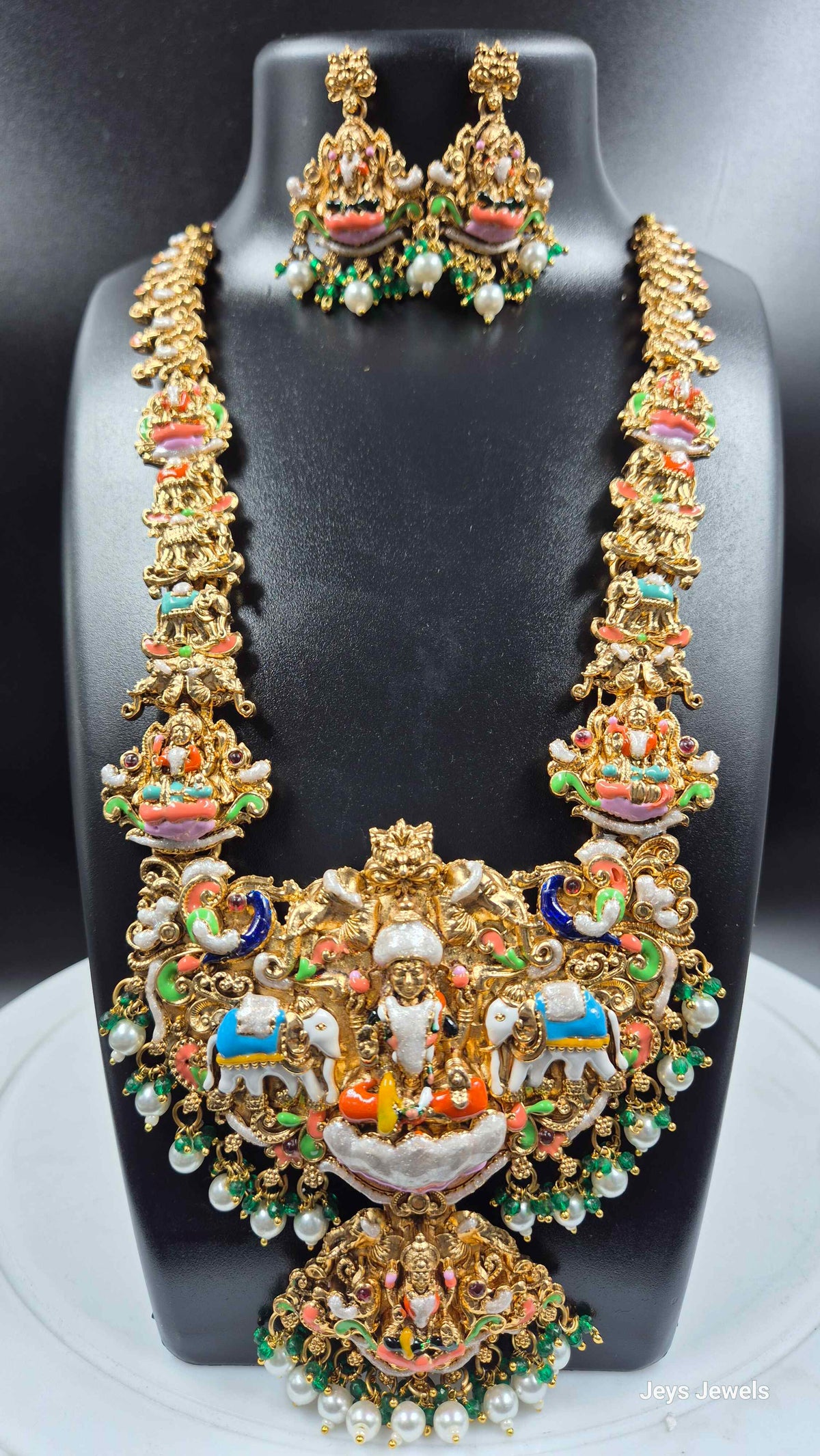 Gajalakshmi Temple Necklace with Multicolor Meenakari Work