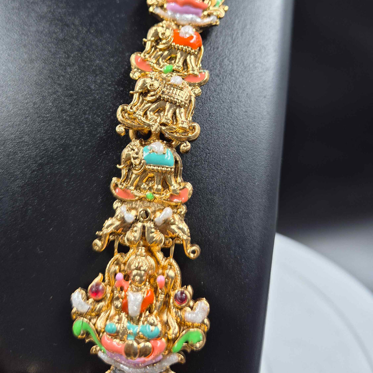 Gajalakshmi Temple Necklace with Multicolor Meenakari Work