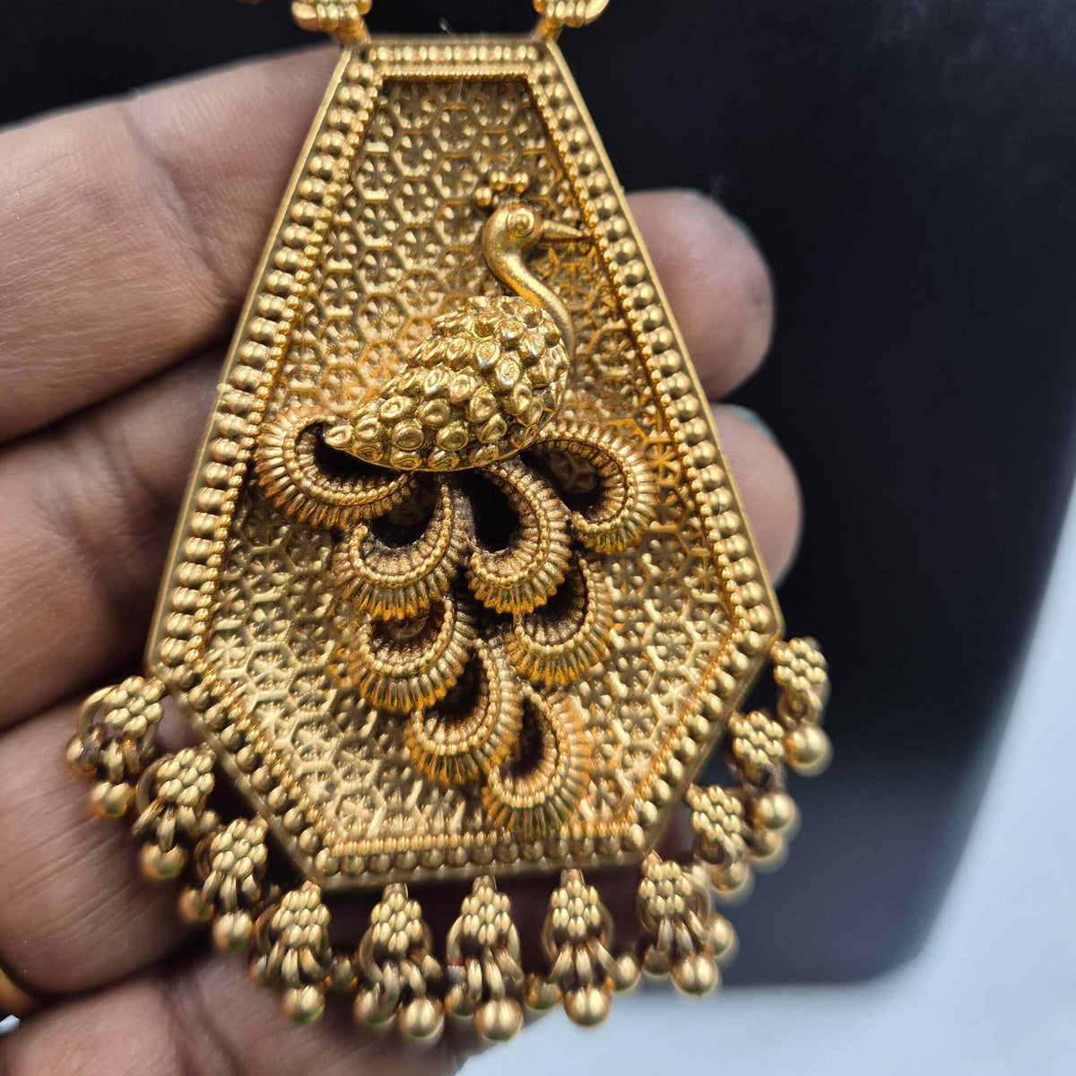 Peacock Pendant Necklace Set with Floral Links