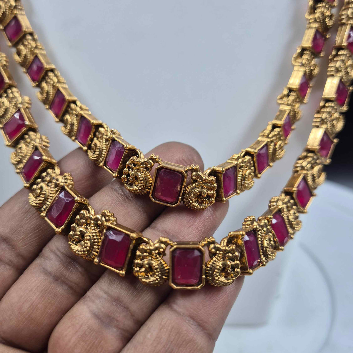 Double Layer Ruby Stone Haram  Set