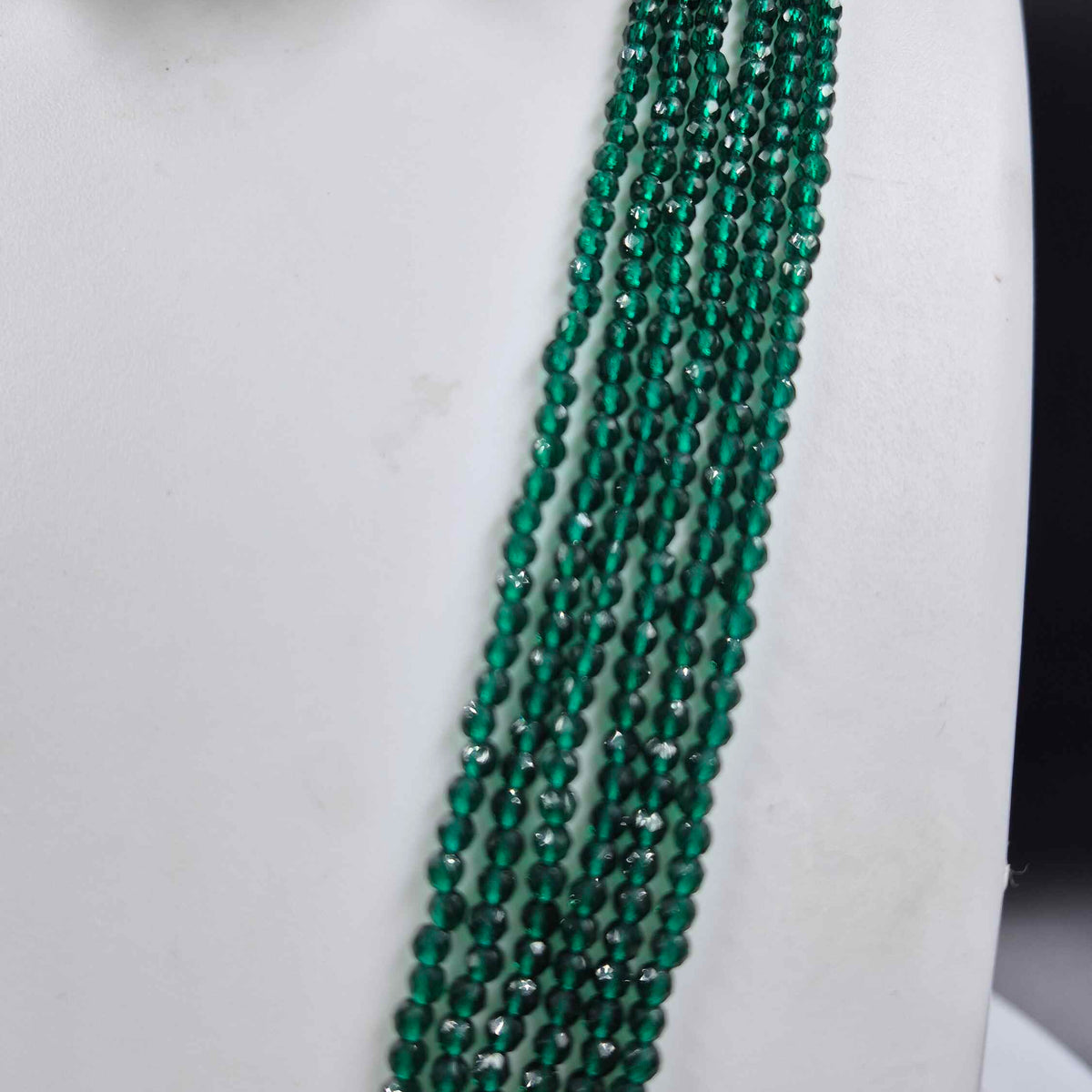 Green Beads Lakshmi Pendant  Set with Jhumkas