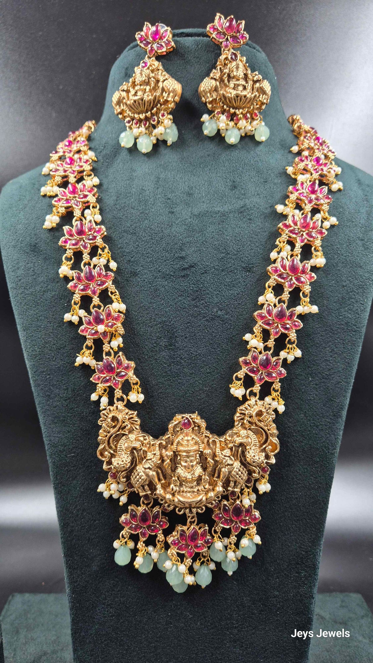 Traditional Lakshmi Temple Haram with lotus motifs