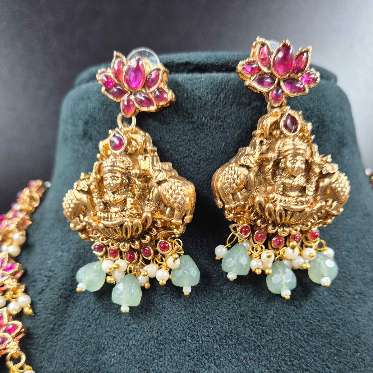 Traditional Lakshmi Temple Haram with lotus motifs