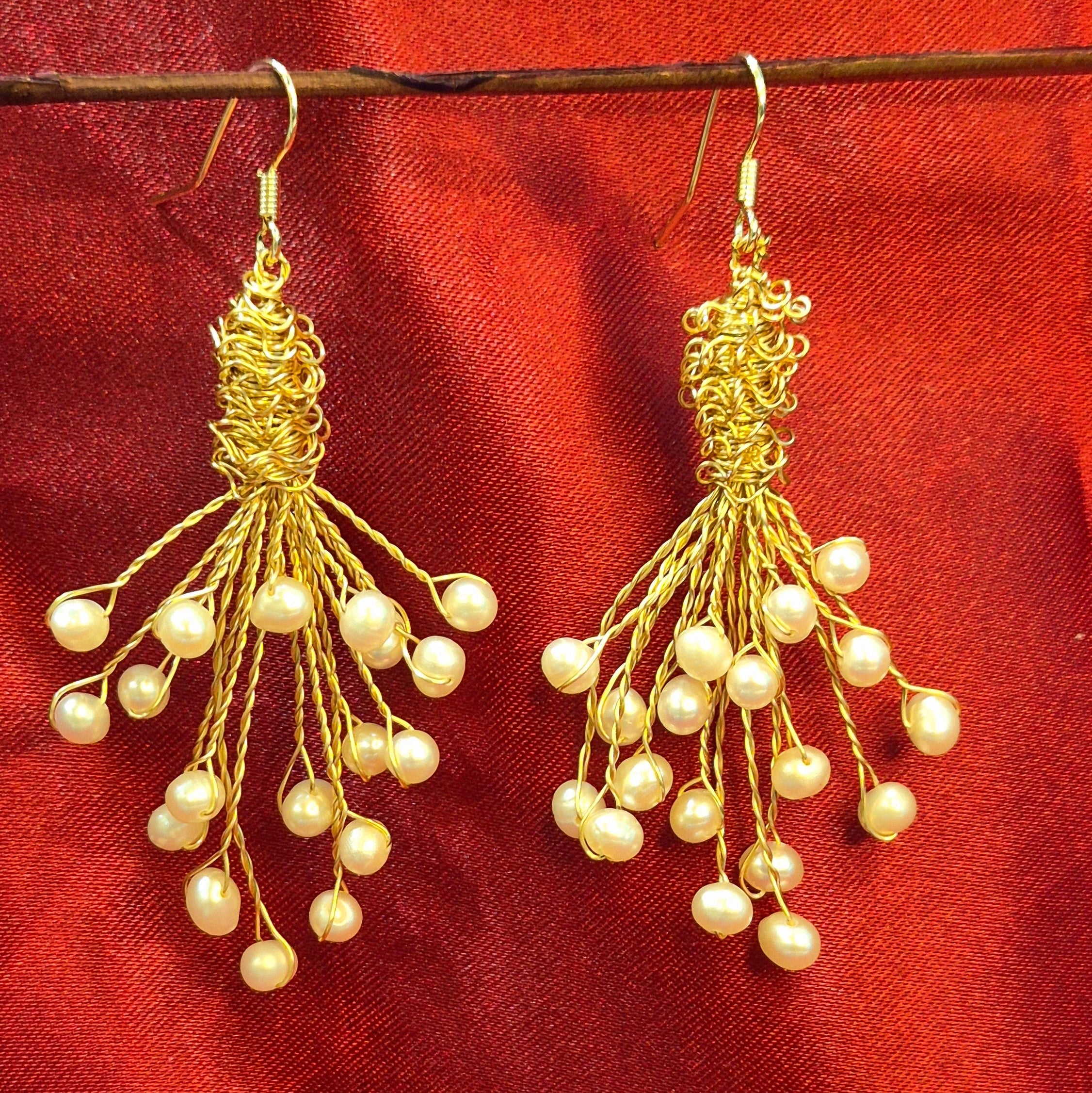 Anti Tarnish Gold Wired Pearl Drops
