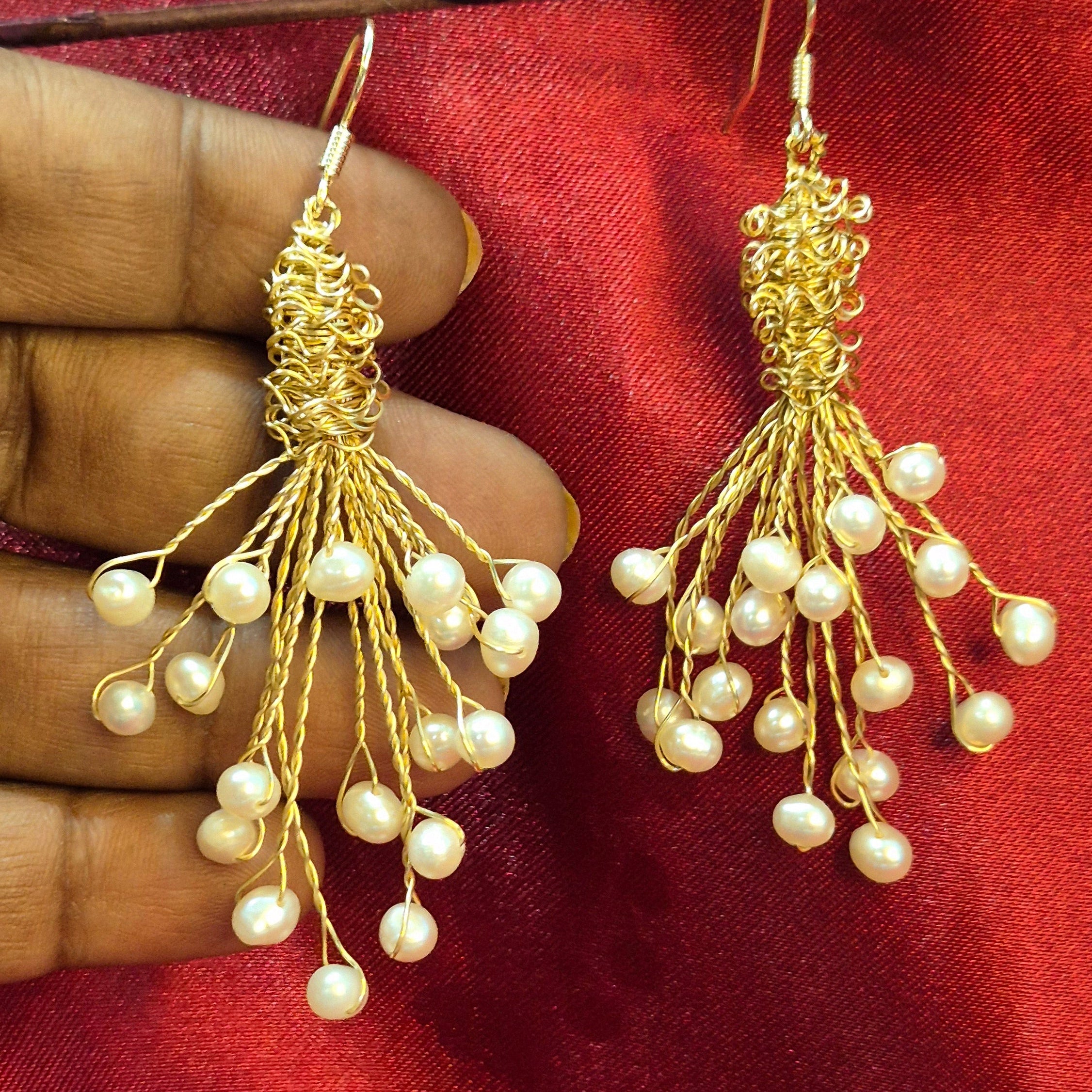 Anti Tarnish Gold Wired Pearl Drops