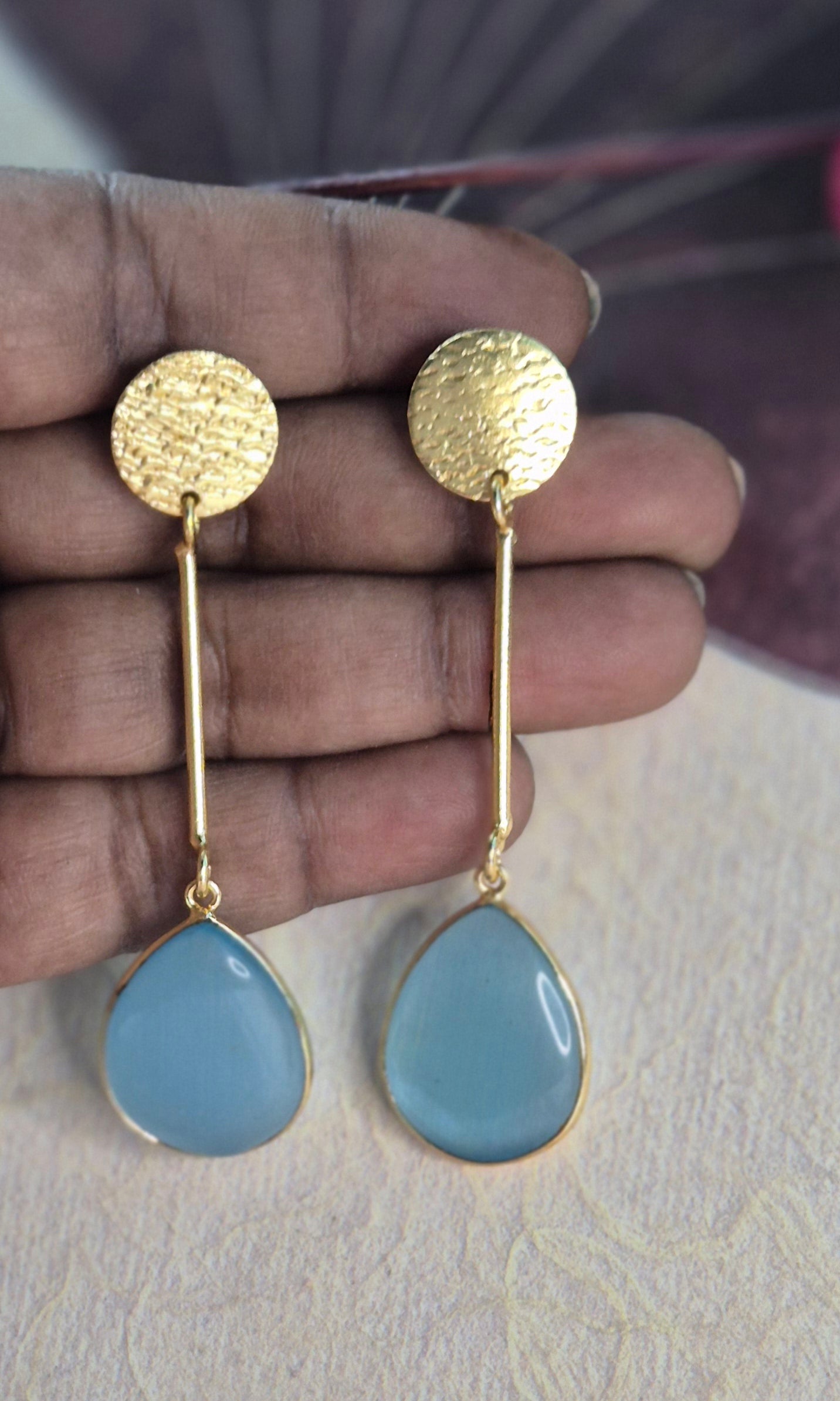 Anti Tarnish Raindrop Blue Dangler