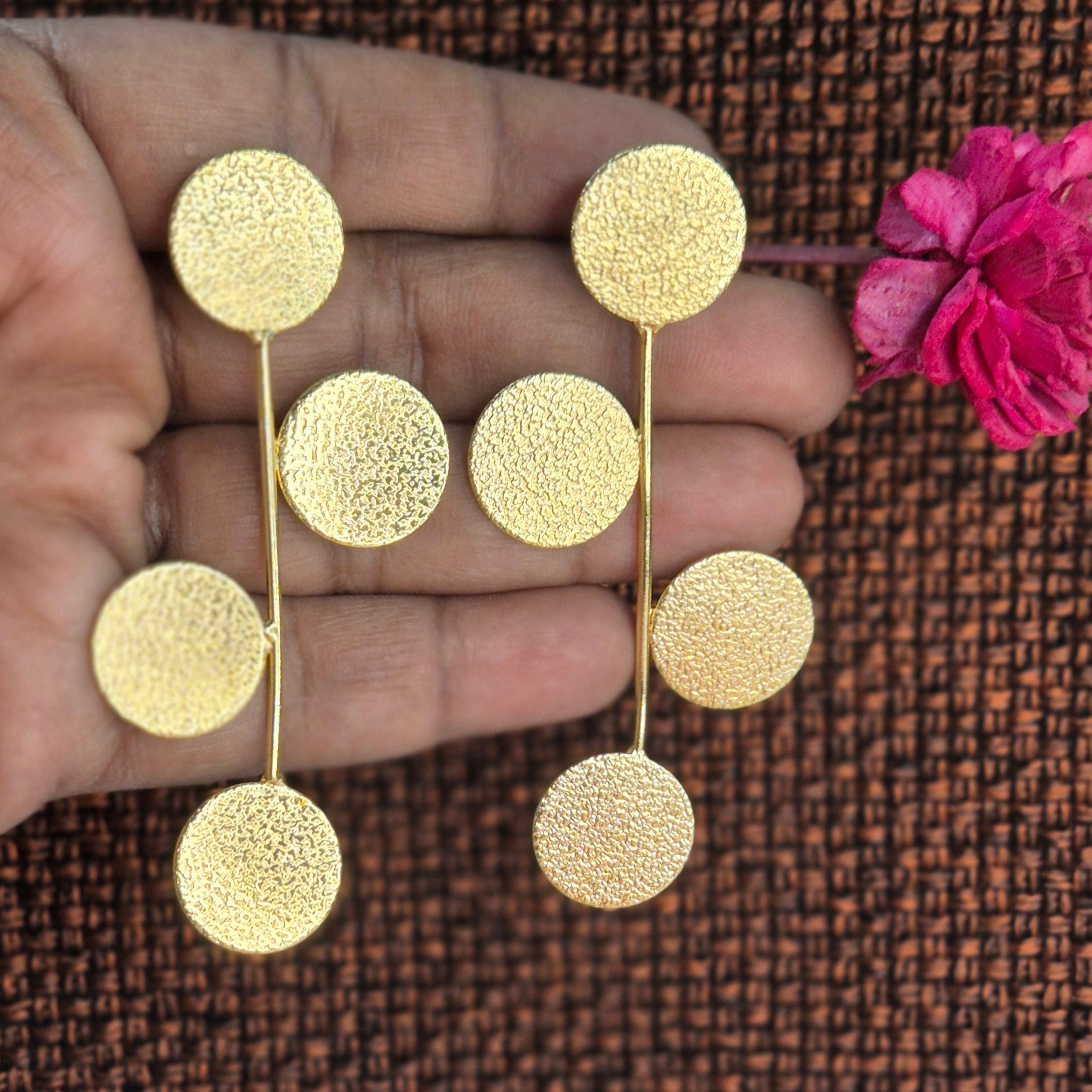 Anti Tarnish Golden Dots Earring