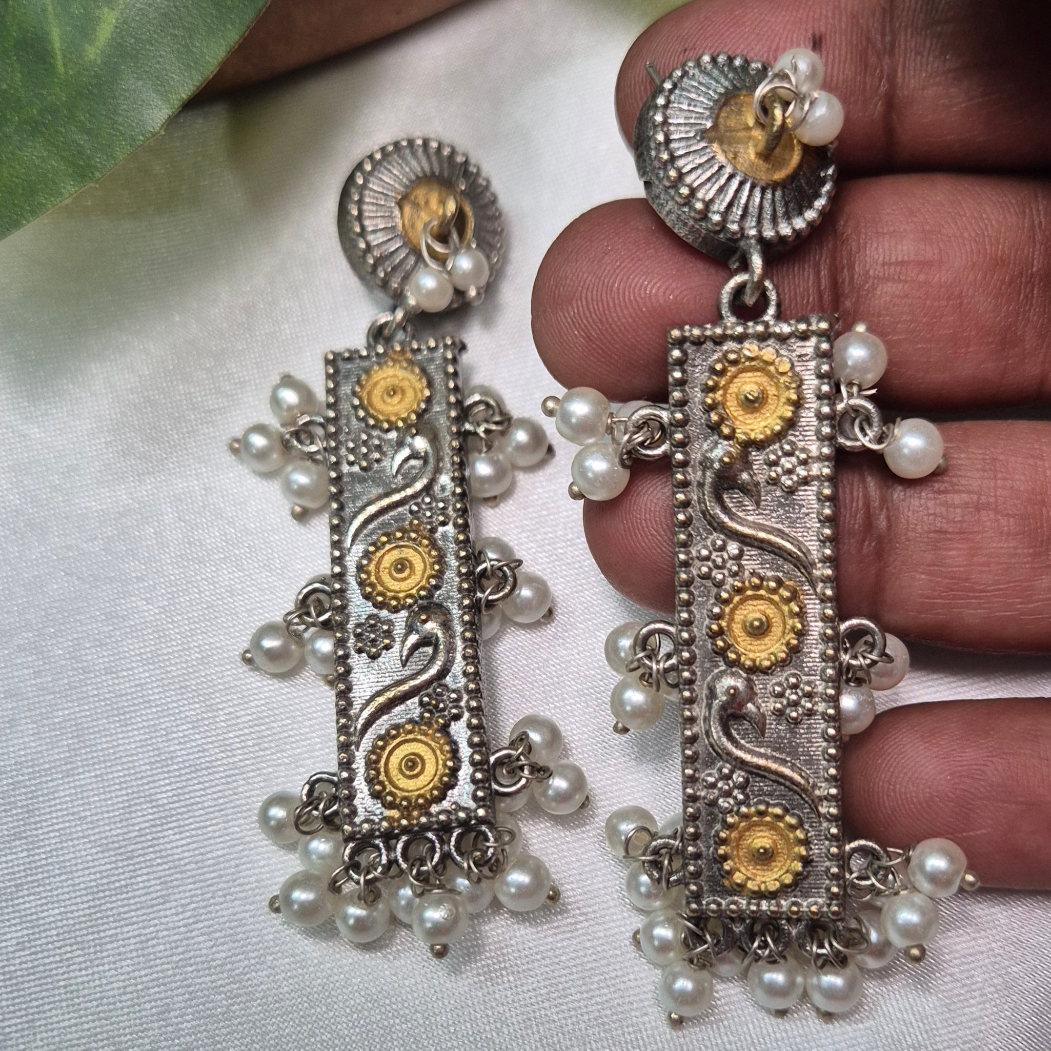 Rectangular Dangler In Dual Tone