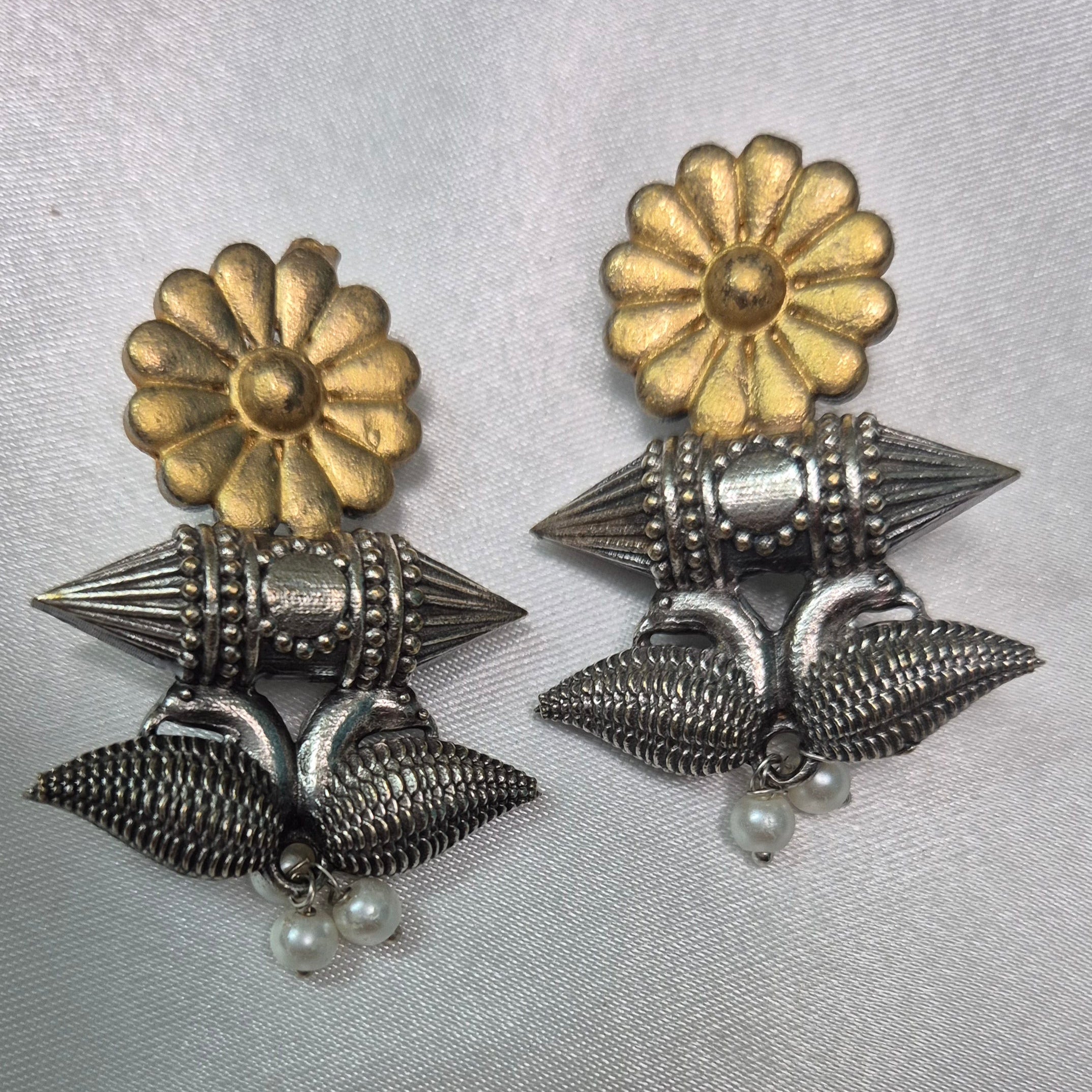 Twin Peacock Hanging In Dual Tone