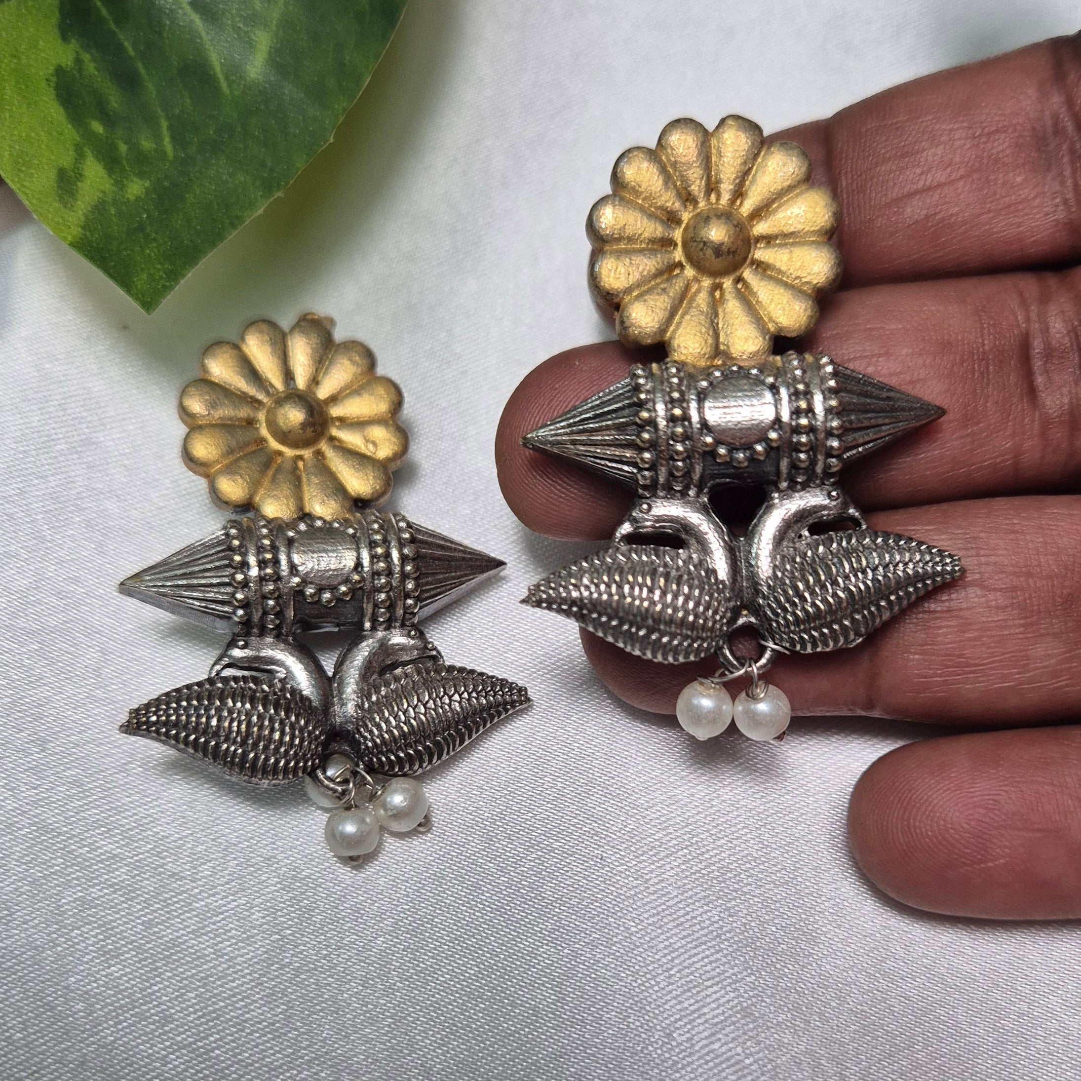 Twin Peacock Hanging In Dual Tone