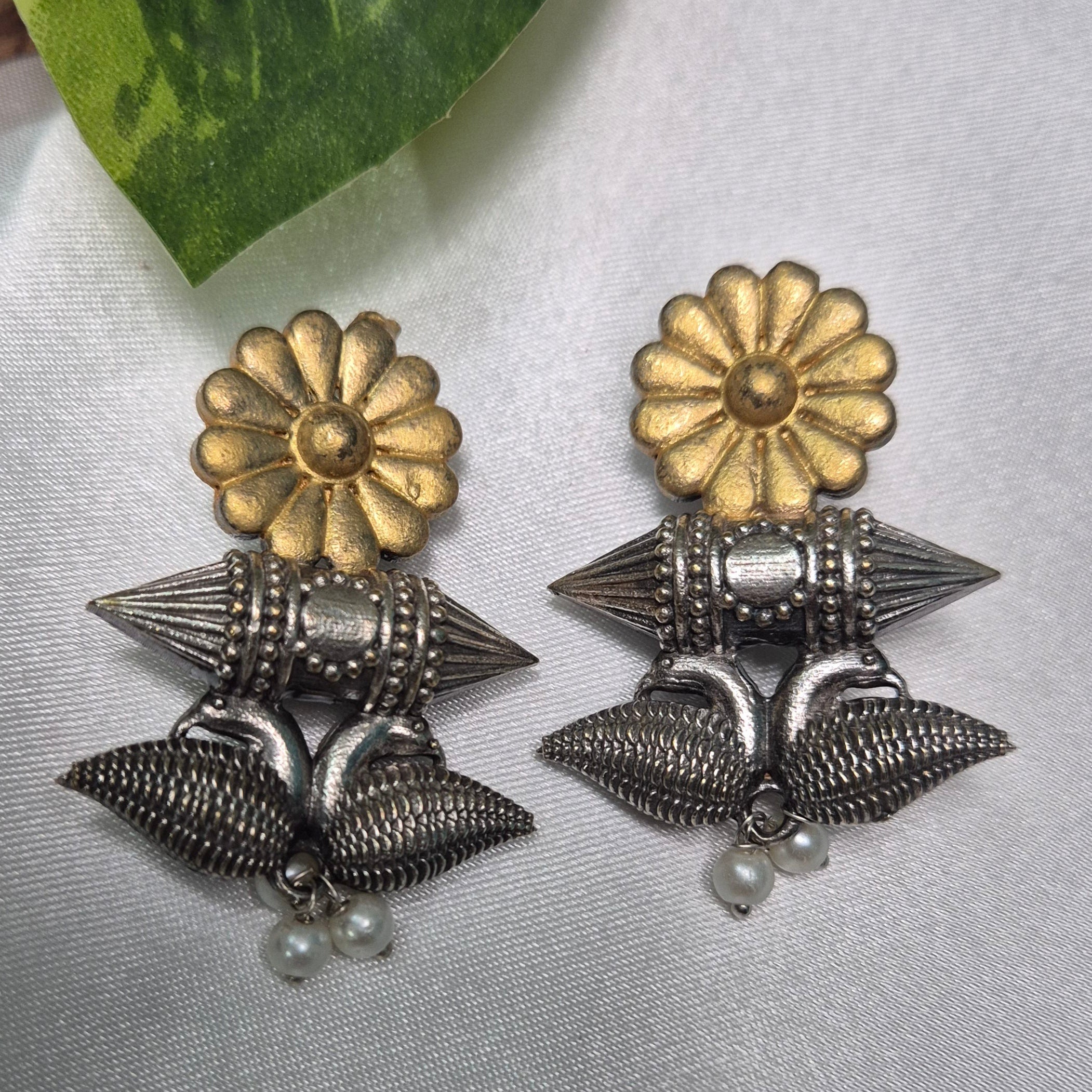 Twin Peacock Hanging In Dual Tone