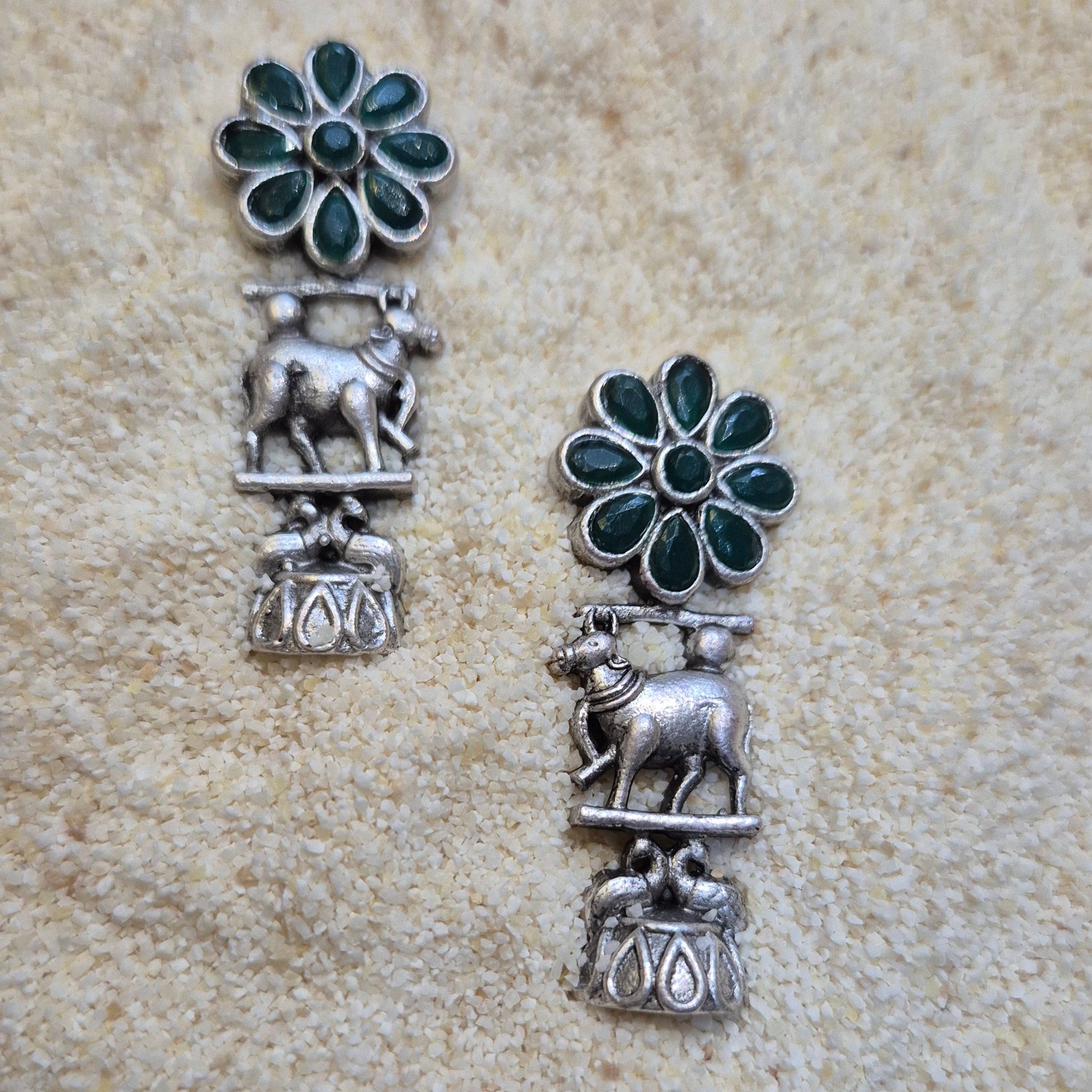 Oxidised Nandhi Earring
