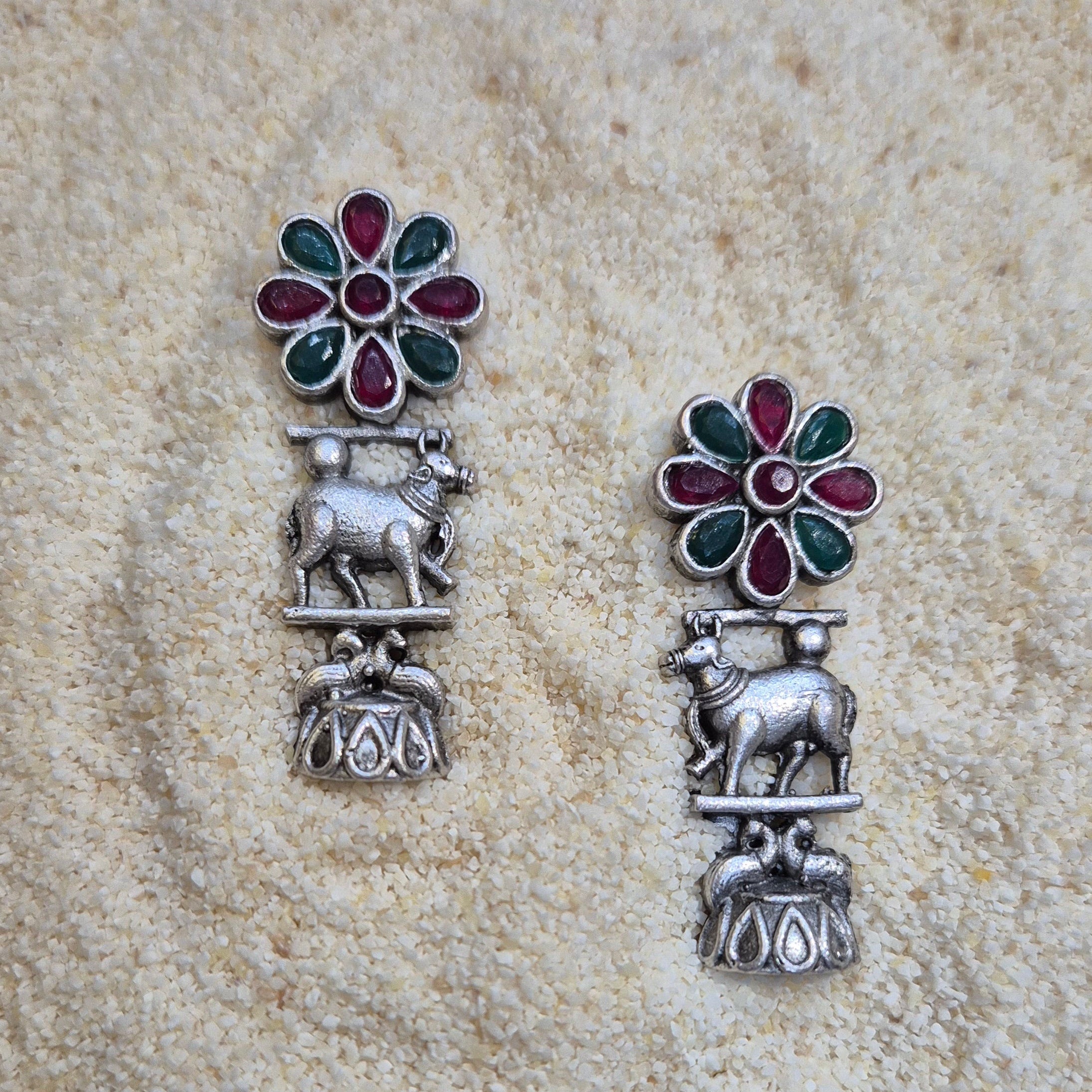Oxidised Nandhi Earring