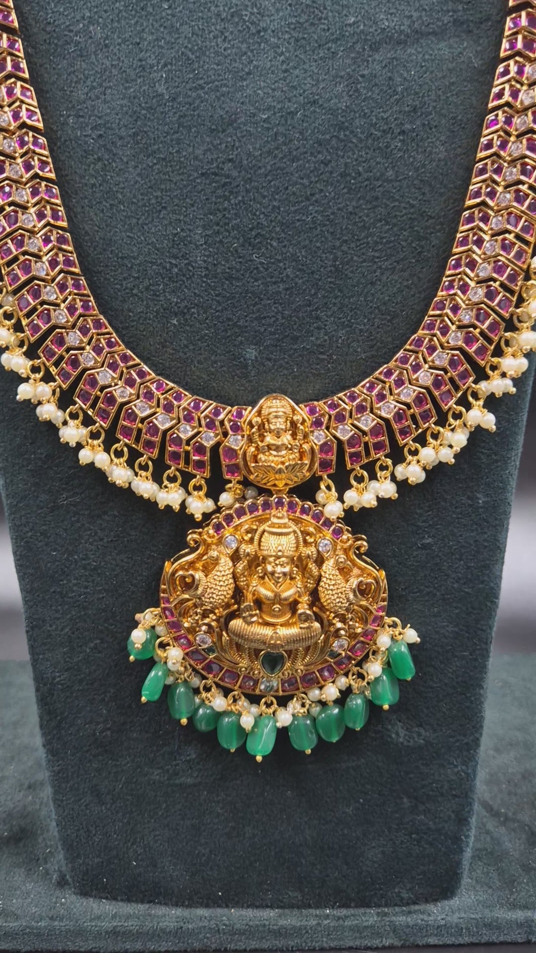 Jalebi Chain Model Haram with Kundan Stones & Lakshmi Pendant | Bridal Jewellery