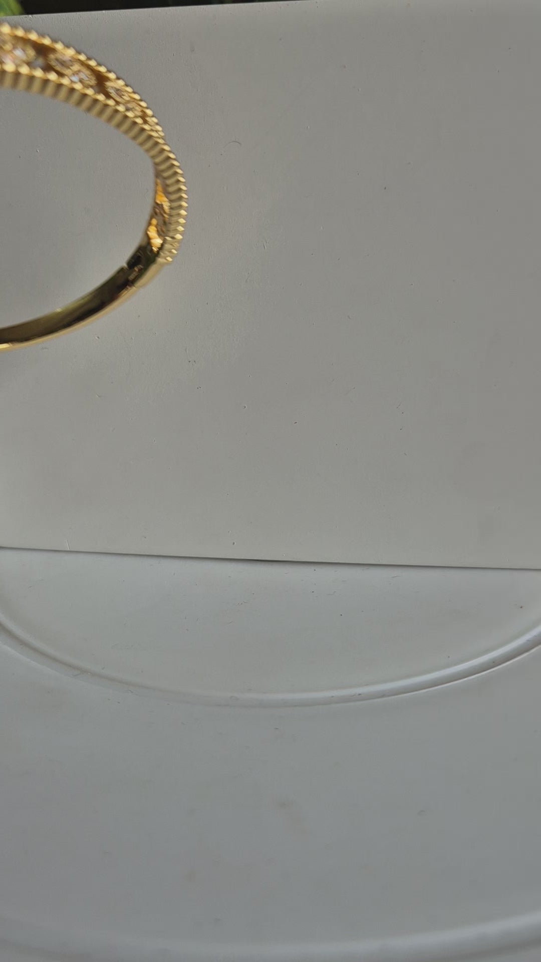 Elegant Crystal Flower Gold-Tone Bangle Bracelet for Women | Textured Designer Kada