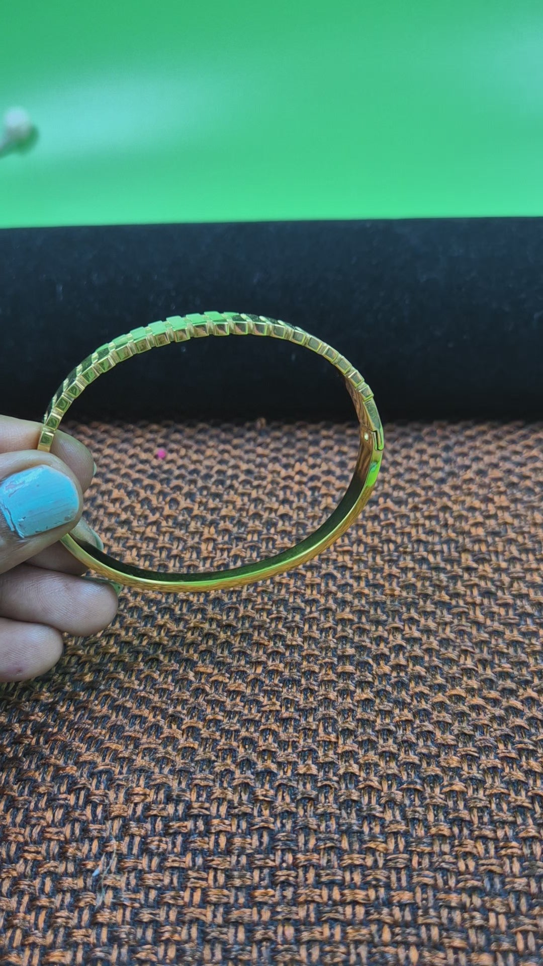 Classic Textured Gold-Tone Bangle Bracelet for Women | Minimalist Geometric Kada