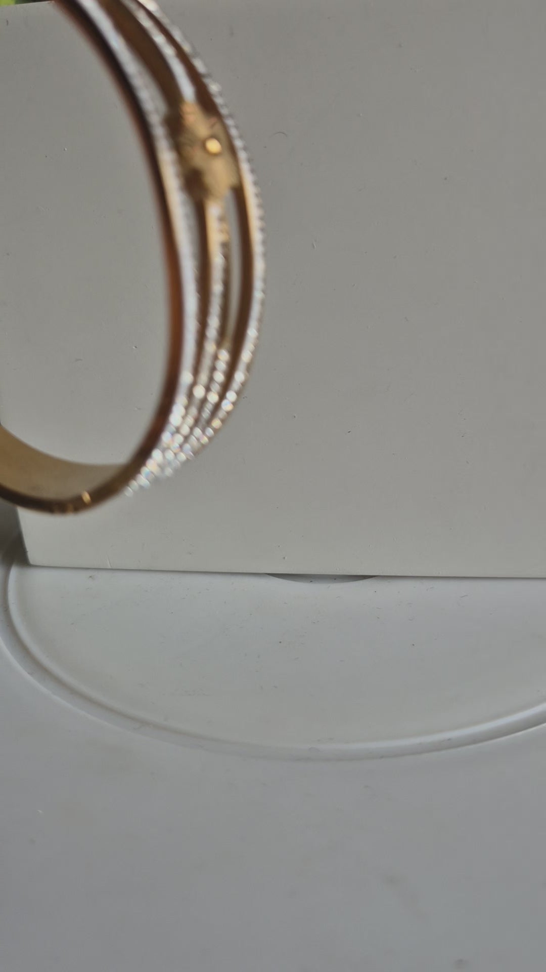 Elegant Crystal Layered Gold-Tone Cuff Bracelet for Women | Modern Designer Statement Kada